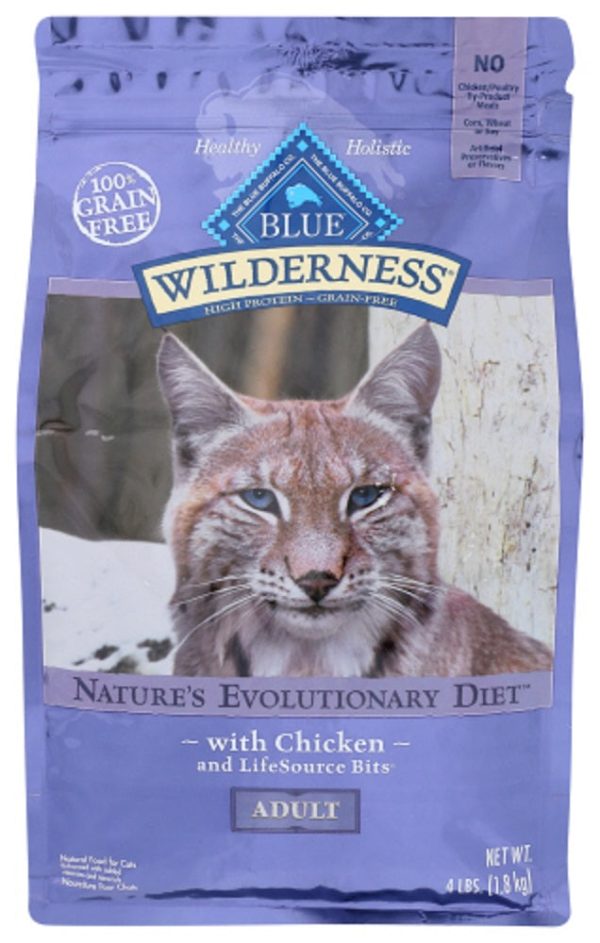 BLUE BUFFALO: Wilderness Adult Cat Food Chicken Recipe, 4 lb Online now