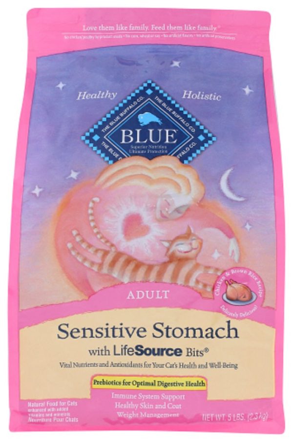 BLUE BUFFALO: Sensitive Stomach Adult Cat Food Chicken and Brown Rice Recipe, 5 lb Cheap