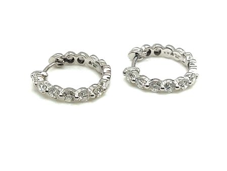 14Kt White Gold 14Mm Diamond Huggie Earrings Online now