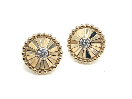 14 Kt Yellow Gold and Diamond Stud Style Earrings For Cheap