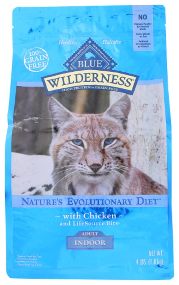 BLUE BUFFALO: Wilderness Adult Indoor Cat Food Chicken Recipe, 4 lb Hot on Sale