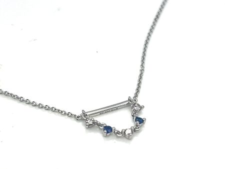 14Kt White Gold Sapphire and Diamond Necklace For Sale