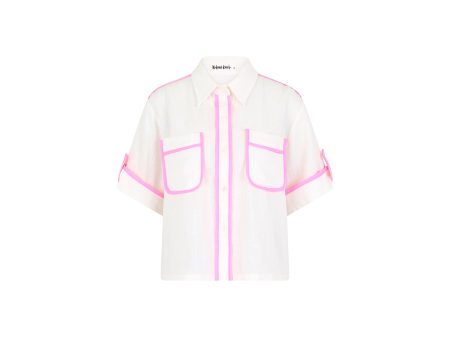 Cropped Button Up Shirt - White on Sale